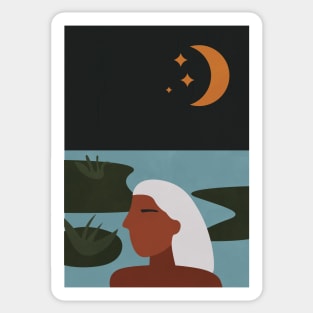 Boho Style Woman at The Lake Sticker